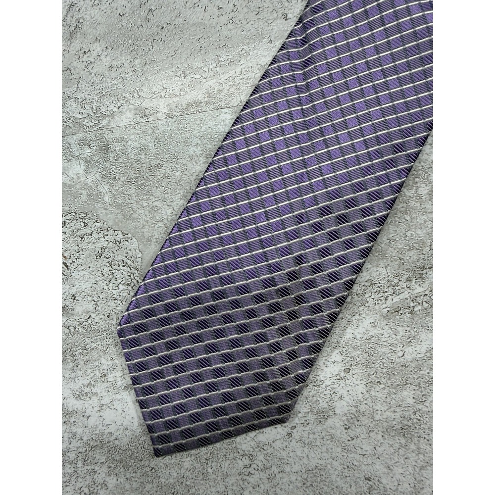 Jos. A. Bank 100% Silk Tie Mens One Size Purple Geometric Jacquard Necktie New